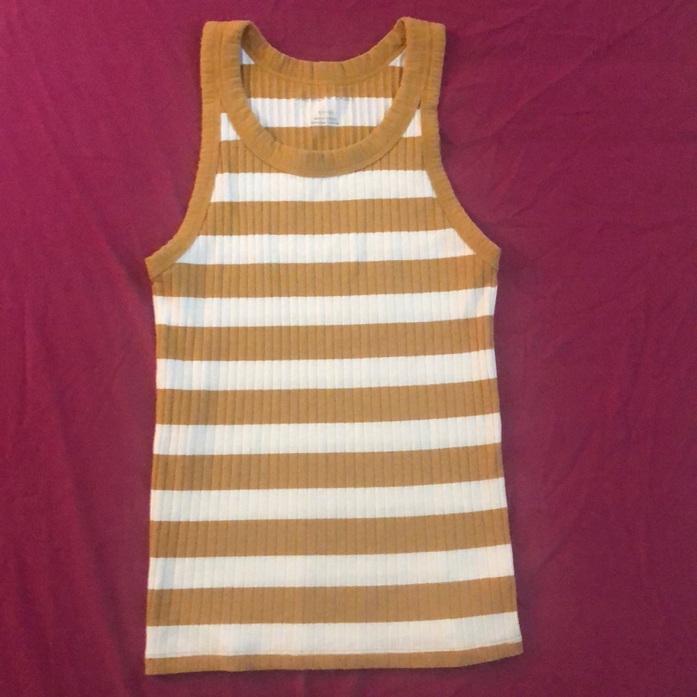 American Eagle striped knit ribbed tank top, S